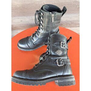 Harley Davidson Black Leather Eda Fashion Motorcycle Boots Women's Size 7.5